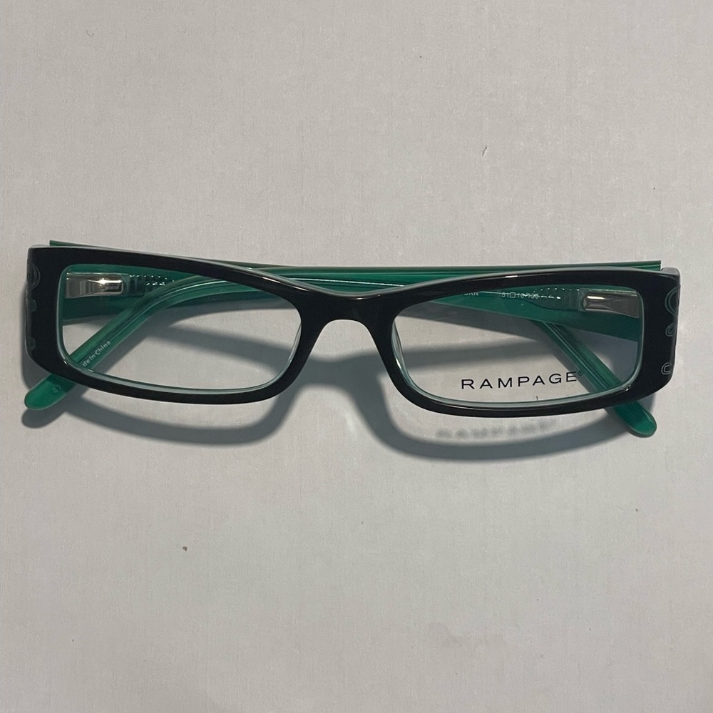 Stylish Women's Rampage Eyeglass Frame Rx’-able Brown/Green with Floral Temples